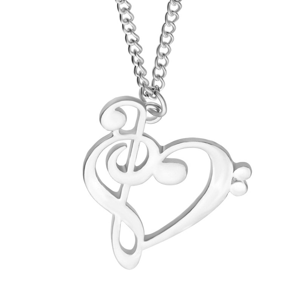 Womens Stylish Simple Hollow Musical Note Heart Pendant Chain Necklace Gift Image 9