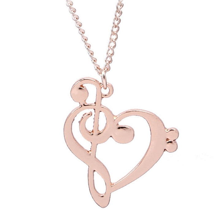 Womens Stylish Simple Hollow Musical Note Heart Pendant Chain Necklace Gift Image 10