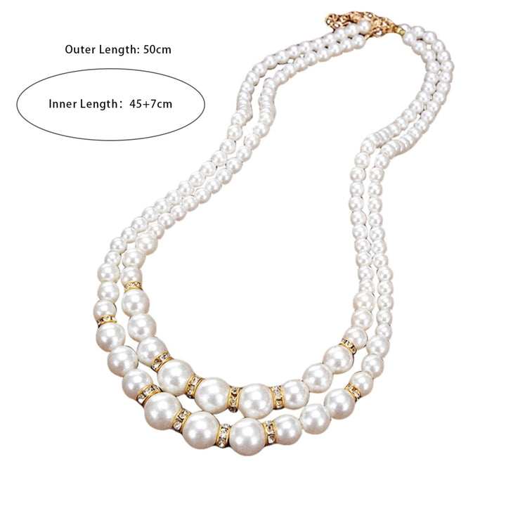 Adjustable Double-Layer Luxury Faux Pearl Beads Necklace for Party Image 4