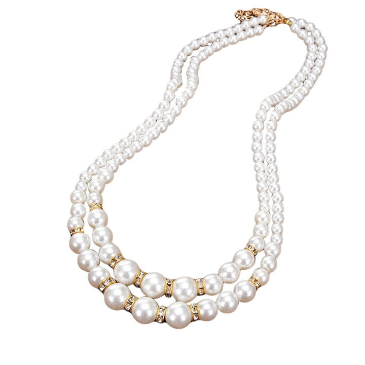 Adjustable Double-Layer Luxury Faux Pearl Beads Necklace for Party Image 8