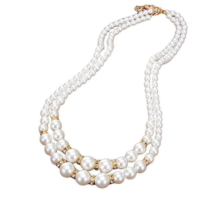 Adjustable Double-Layer Luxury Faux Pearl Beads Necklace for Party Image 1