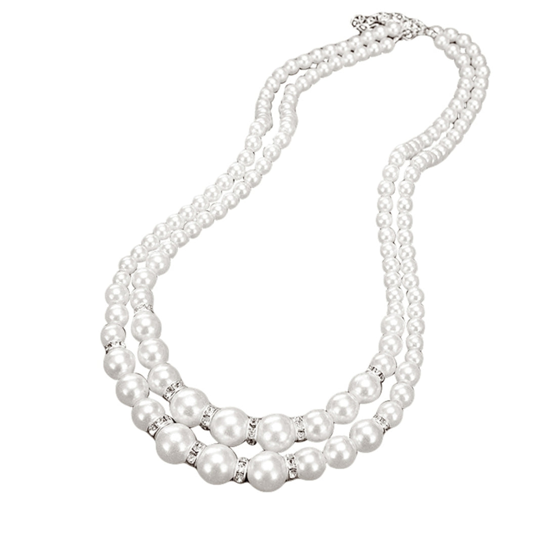 Adjustable Double-Layer Luxury Faux Pearl Beads Necklace for Party Image 1