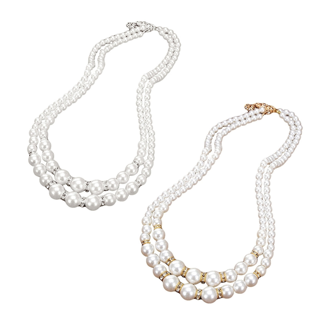 Adjustable Double-Layer Luxury Faux Pearl Beads Necklace for Party Image 10