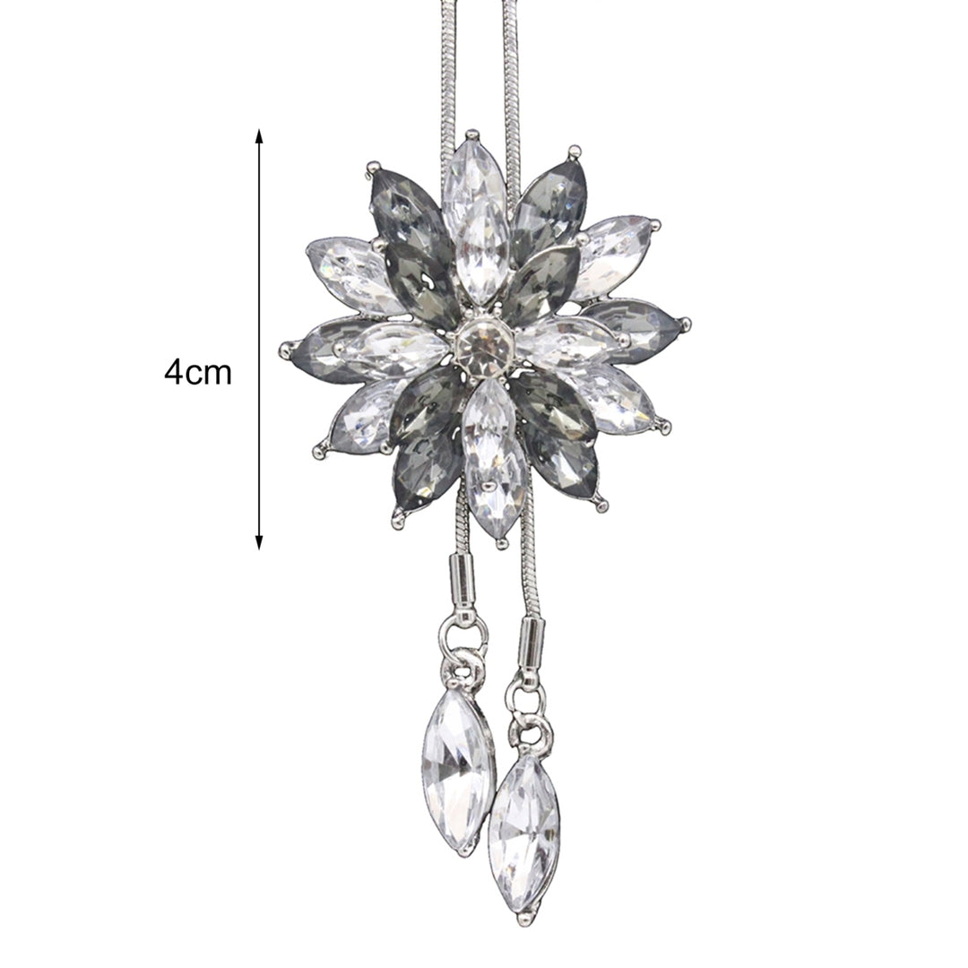 Sweater Chain Snowflake Pendant Attractive Accessories Rhinestone Inlaid Necklace for Women Image 10