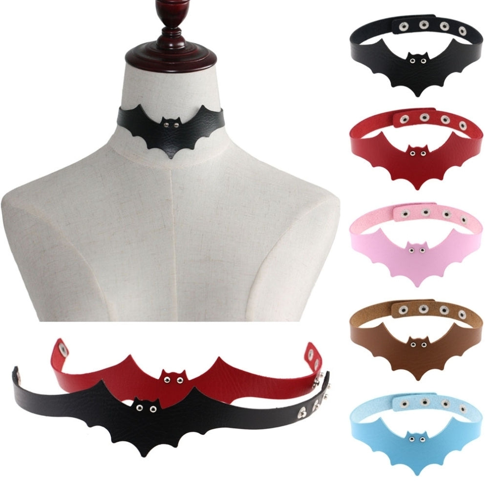 Punk Rock Evil Bat Choker Collar Faux Leather Necklace Gothic Masquerade Jewelry Image 1