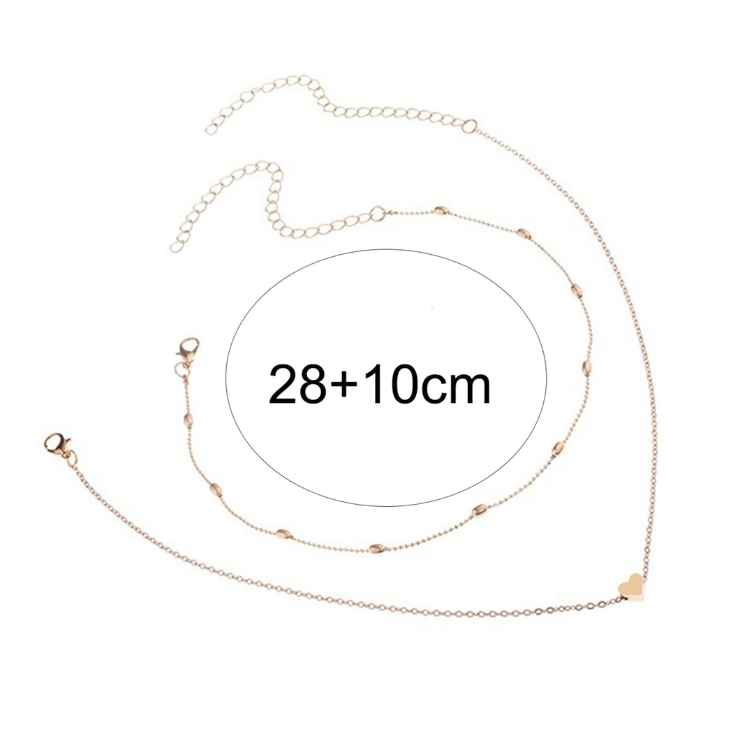 2Pcs Necklace Exquisite Double Layers Alloy Heart Love Ball Chain for Dating Image 7