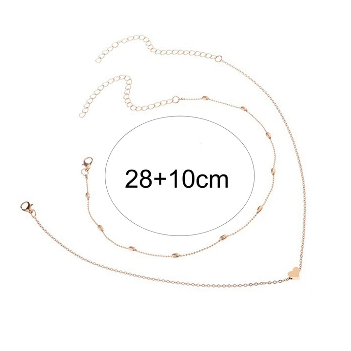 2Pcs Necklace Exquisite Double Layers Alloy Heart Love Ball Chain for Dating Image 7