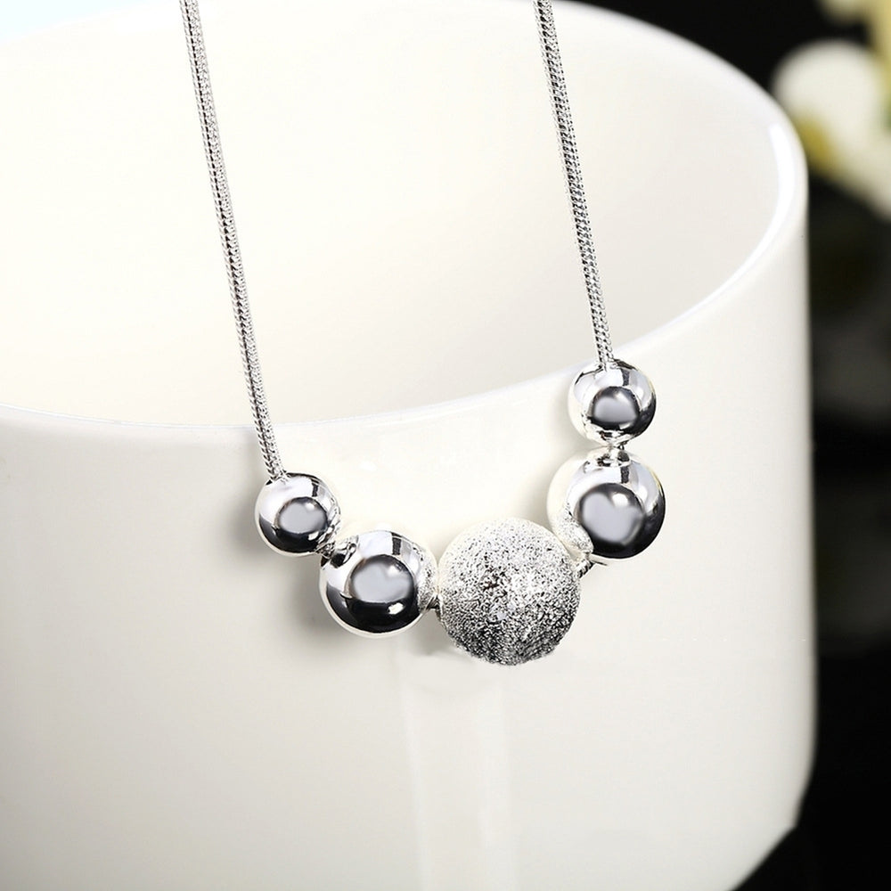 Womens Stylish Silver Plated Beads Charm Pendant Necklace Chain Jewelry Gift Image 2