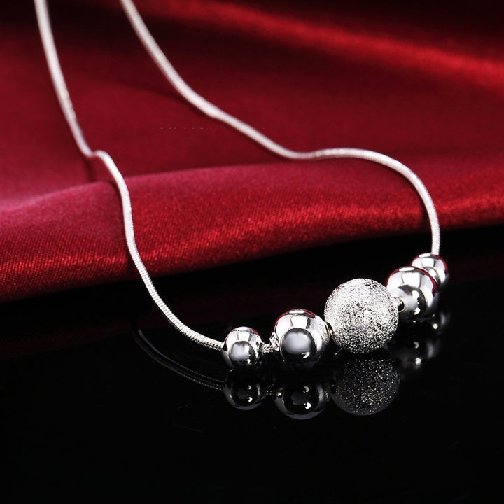 Womens Stylish Silver Plated Beads Charm Pendant Necklace Chain Jewelry Gift Image 3