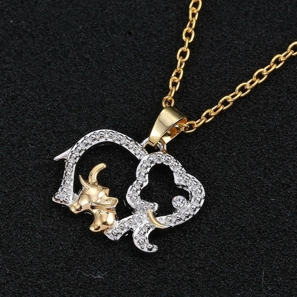 Creative Cute Animal Double Elephant Pendant Necklace Jewelry Image 1