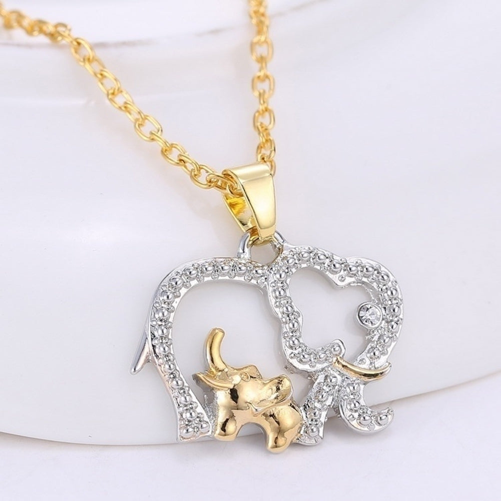 Creative Cute Animal Double Elephant Pendant Necklace Jewelry Image 3