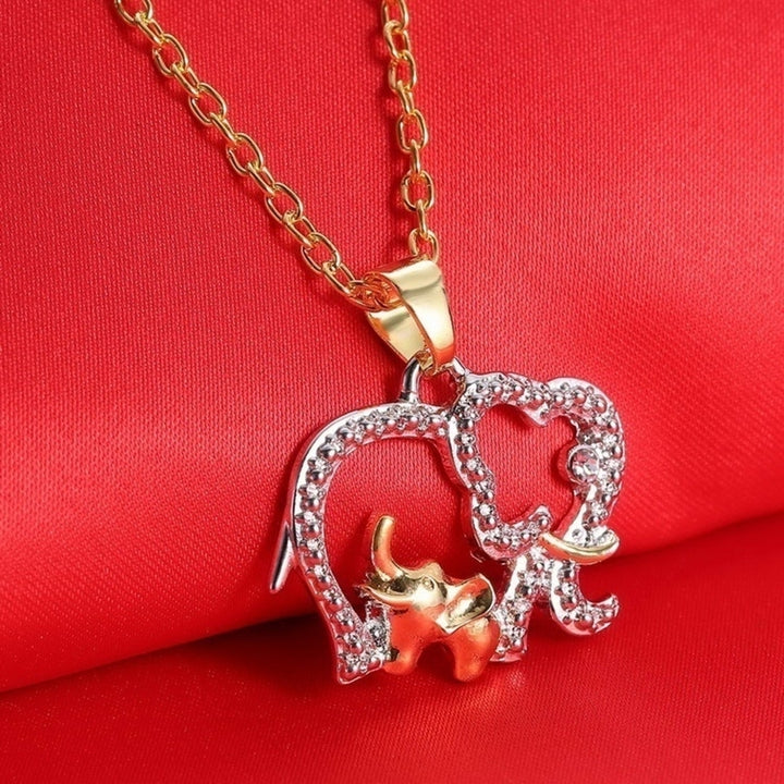 Creative Cute Animal Double Elephant Pendant Necklace Jewelry Image 4