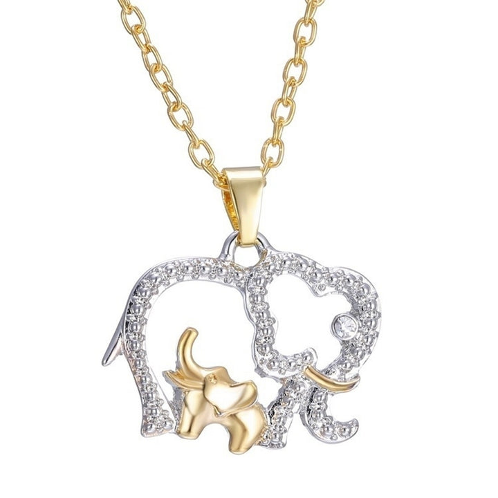 Creative Cute Animal Double Elephant Pendant Necklace Jewelry Image 6