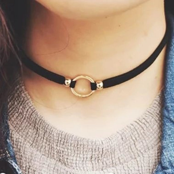 Small Circle Pendant Velvet Collar Choker Necklace Fashion Women Gothic Jewelry Image 1