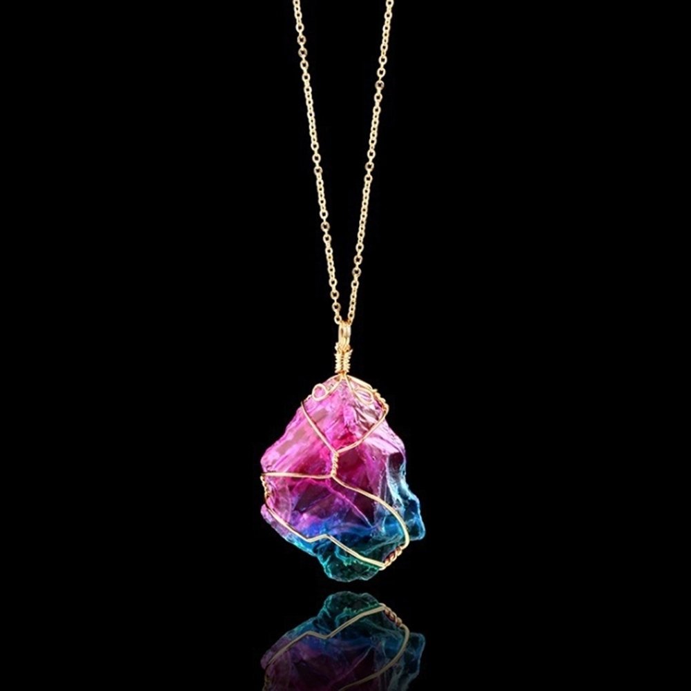 Fashion Men Women Colorful Natural Stone Pendant Charm Necklace Jewelry Gift Image 3