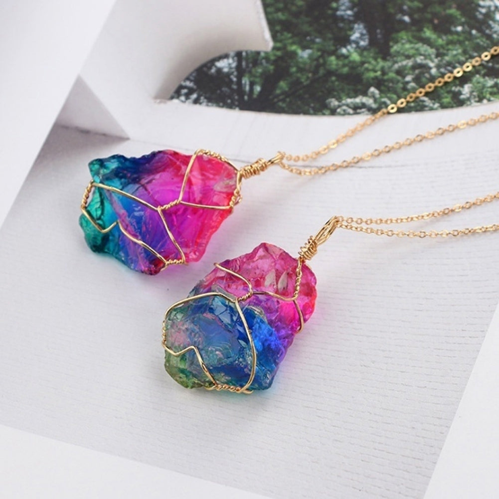 Fashion Men Women Colorful Natural Stone Pendant Charm Necklace Jewelry Gift Image 4