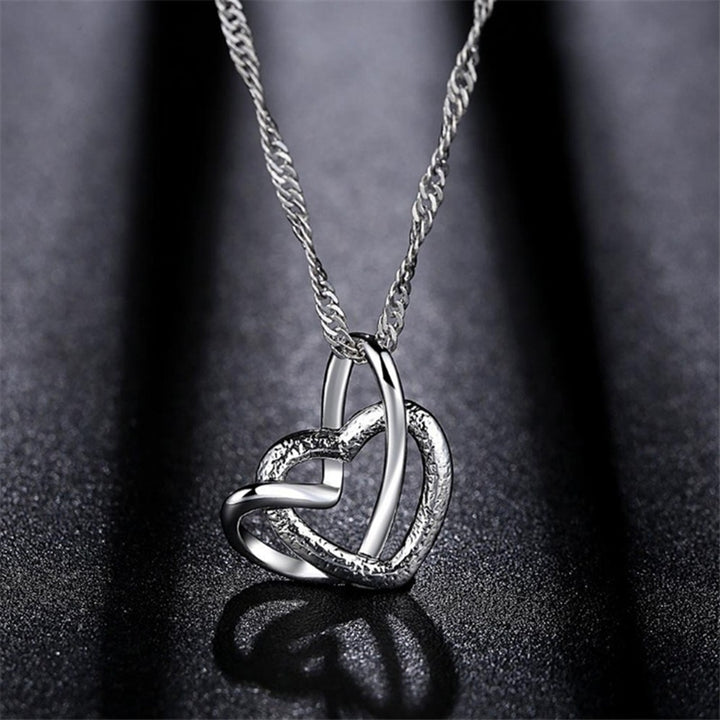 Women Fashion Double Hollow Love Heart Pendant Necklace Chain Jewelry Charm Image 1