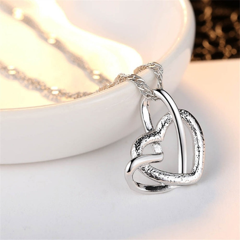 Women Fashion Double Hollow Love Heart Pendant Necklace Chain Jewelry Charm Image 3