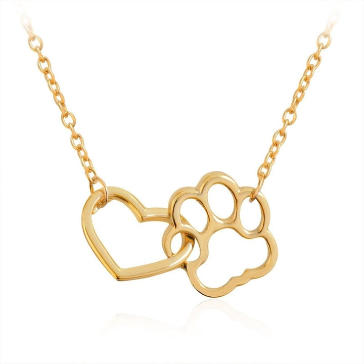 Women Fashion Dog Claw Paw Pendant Girl Heart Hollow Charm Necklace Jewelry Gift Image 3