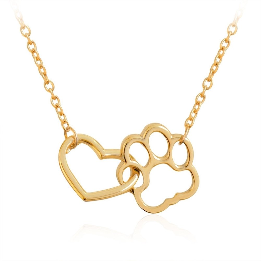 Women Fashion Dog Claw Paw Pendant Girl Heart Hollow Charm Necklace Jewelry Gift Image 1