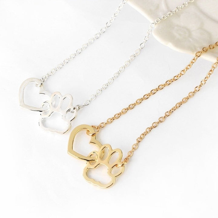 Women Fashion Dog Claw Paw Pendant Girl Heart Hollow Charm Necklace Jewelry Gift Image 6