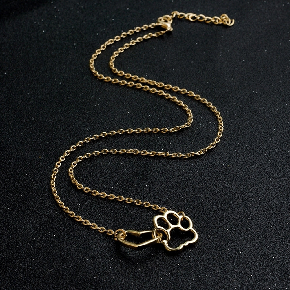 Women Fashion Dog Claw Paw Pendant Girl Heart Hollow Charm Necklace Jewelry Gift Image 9