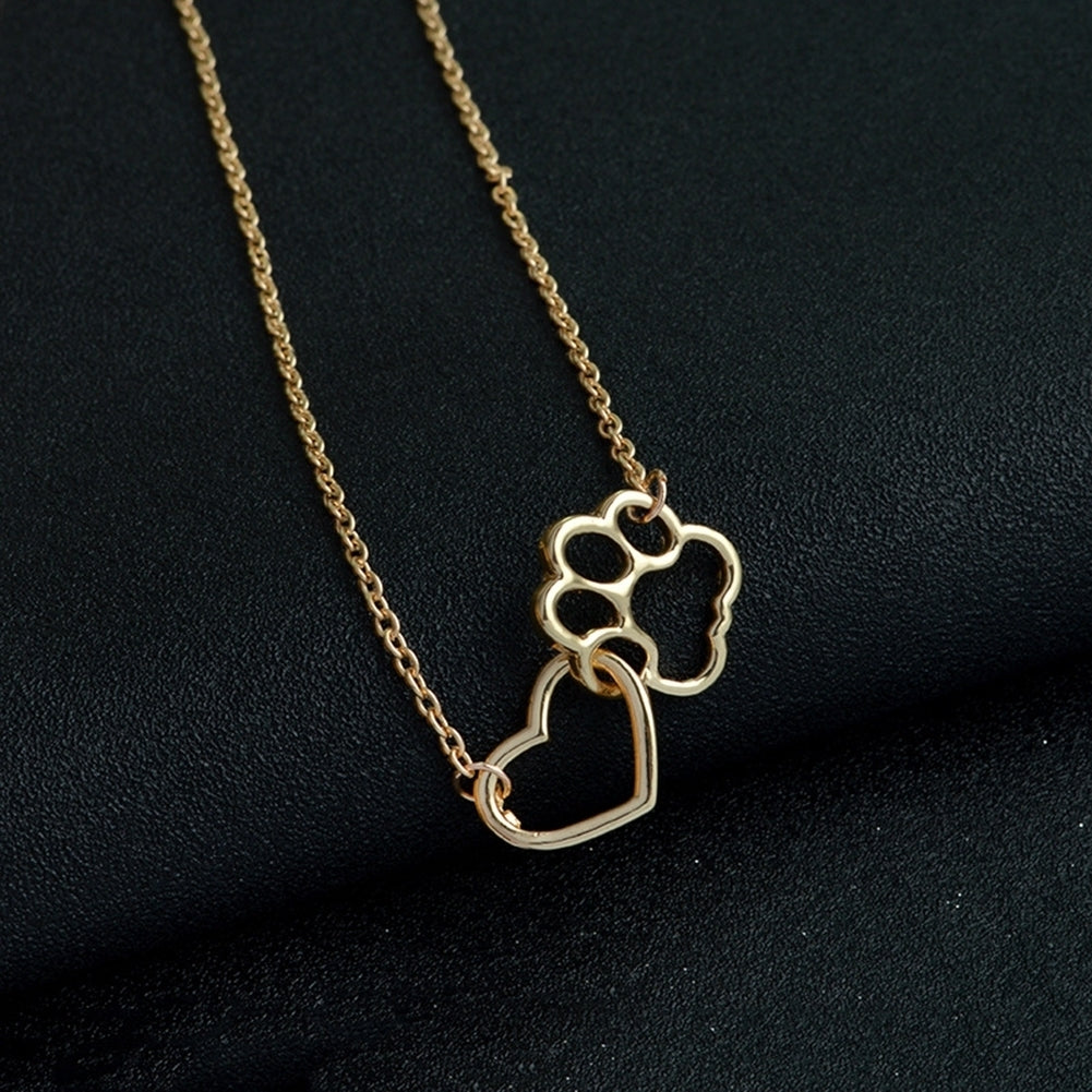 Women Fashion Dog Claw Paw Pendant Girl Heart Hollow Charm Necklace Jewelry Gift Image 10