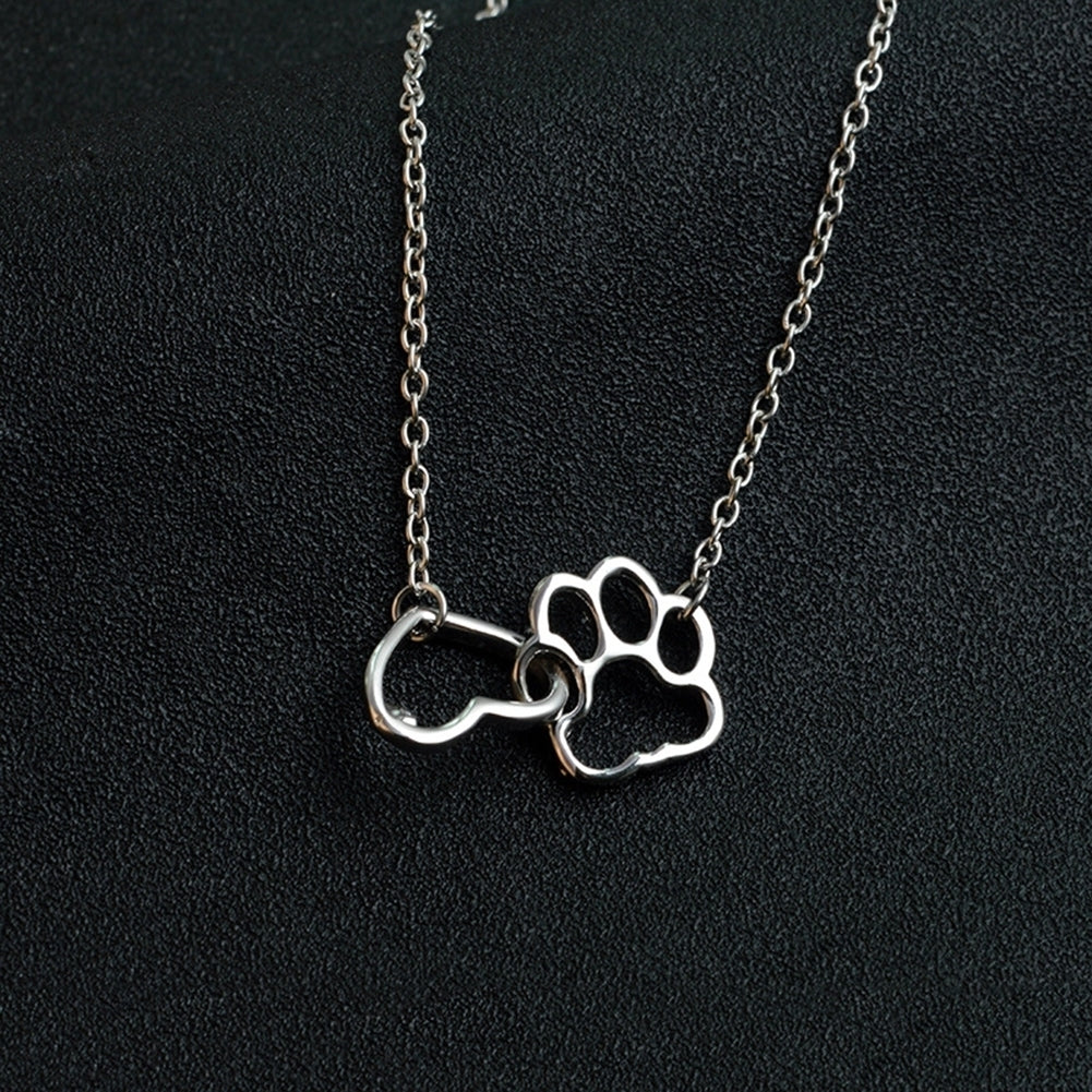 Women Fashion Dog Claw Paw Pendant Girl Heart Hollow Charm Necklace Jewelry Gift Image 12