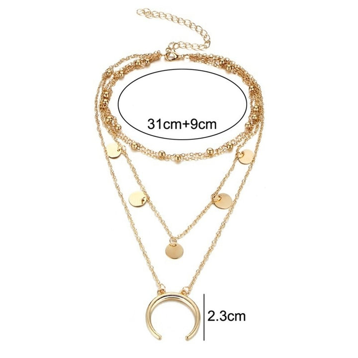 Boho Women Choker Coin Moon Pendant Beaded Multi Layers Necklace Fashion Jewelry Image 11