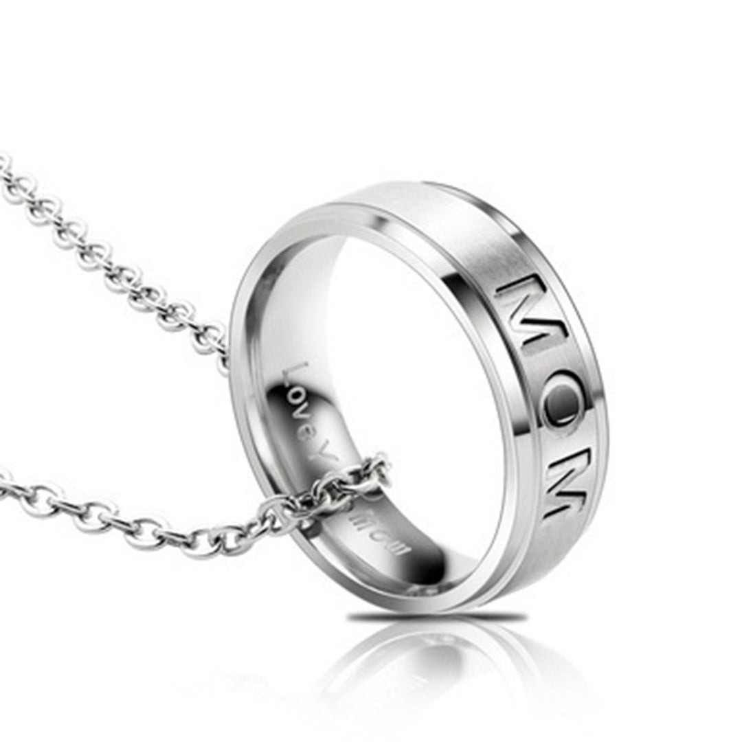 DAD MOM Carved Letters Titanium Steel Ring Necklace Pendant Mother Father Day Gift for Evening Party Image 9