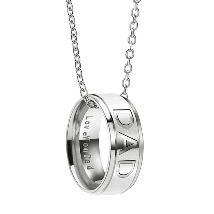 DAD MOM Carved Letters Titanium Steel Ring Necklace Pendant Mother Father Day Gift for Evening Party Image 10