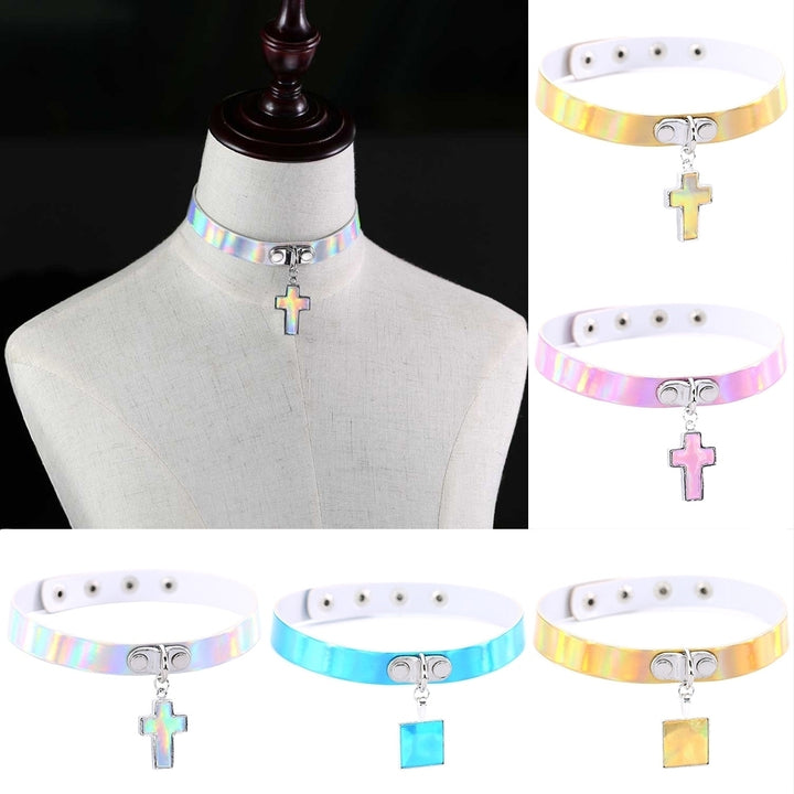 Square/The Cross Pendant Punk Harajuku Laser Choker Women Short Necklace Jewelry Image 1