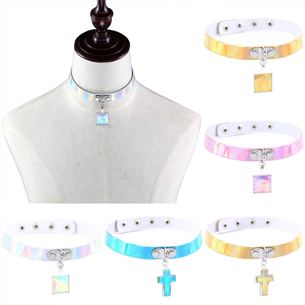 Square/The Cross Pendant Punk Harajuku Laser Choker Women Short Necklace Jewelry Image 4