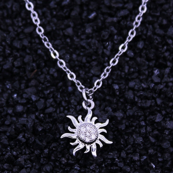 Fashion Jewelry Womens Shiny Rhinestone Sun Pendant Necklace Christmas Gift Image 2