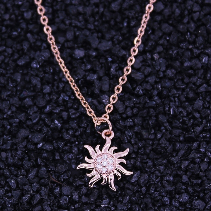 Fashion Jewelry Womens Shiny Rhinestone Sun Pendant Necklace Christmas Gift Image 4