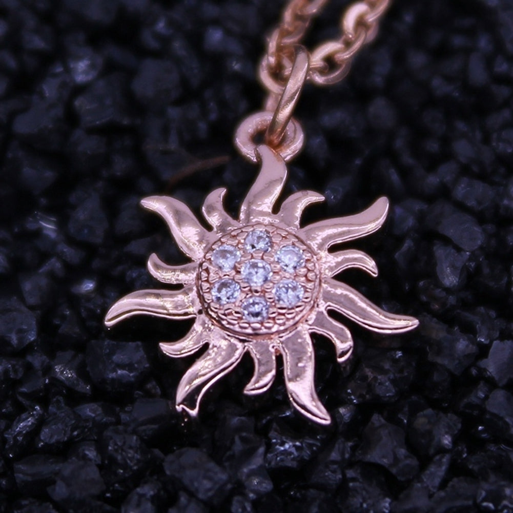 Fashion Jewelry Womens Shiny Rhinestone Sun Pendant Necklace Christmas Gift Image 4