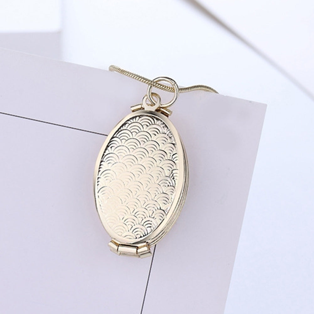 Fish Scale Pattern Oval Locket 4 Slots Photo Frame Pendant Necklace Jewelry Gift Image 7