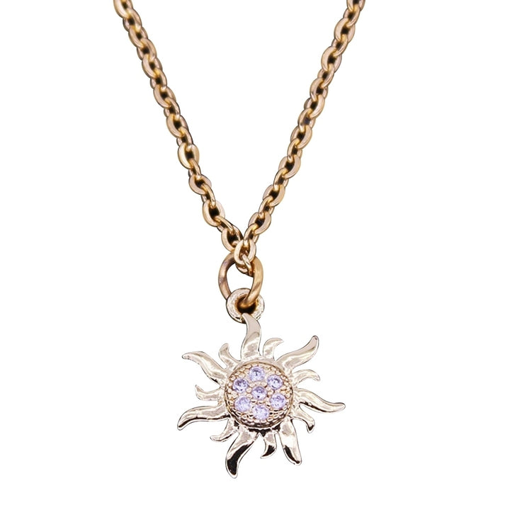 Fashion Jewelry Womens Shiny Rhinestone Sun Pendant Necklace Christmas Gift Image 9