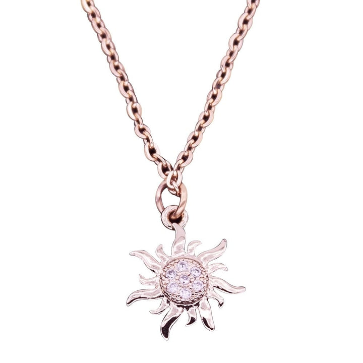 Fashion Jewelry Womens Shiny Rhinestone Sun Pendant Necklace Christmas Gift Image 10