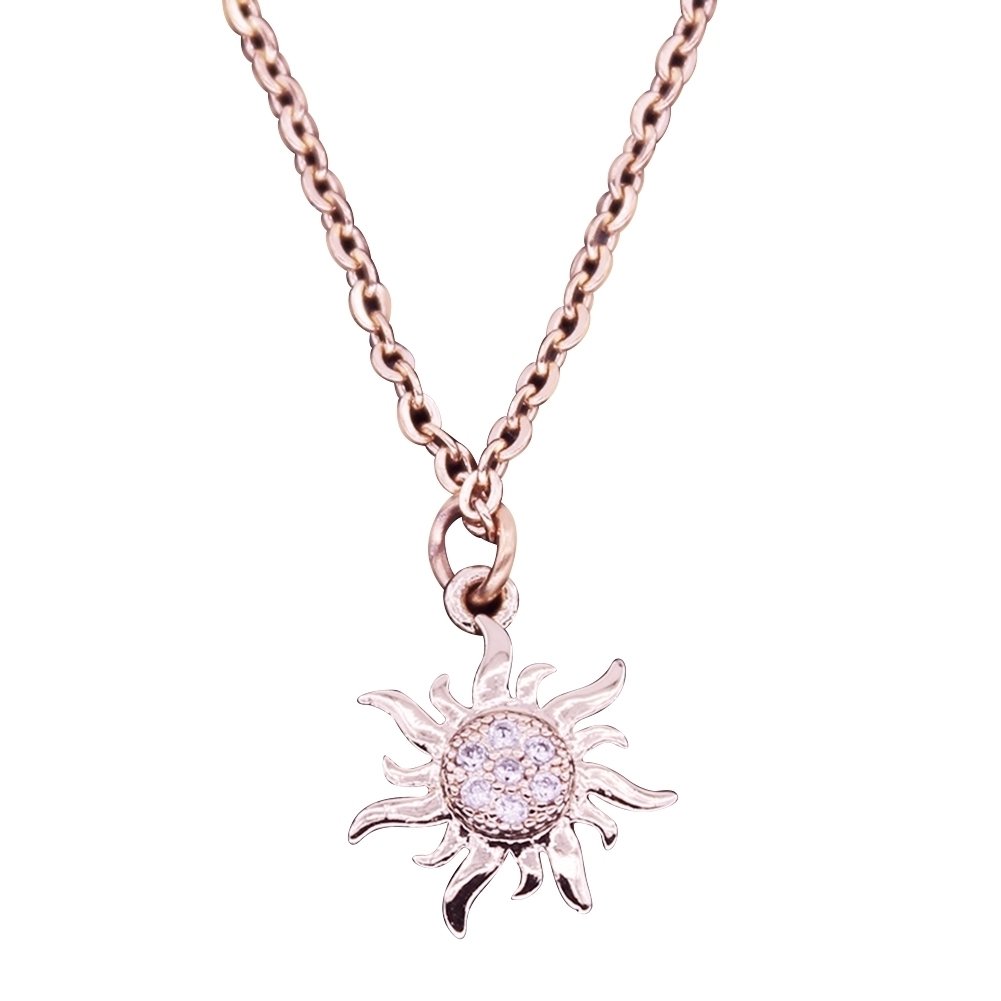 Fashion Jewelry Womens Shiny Rhinestone Sun Pendant Necklace Christmas Gift Image 1