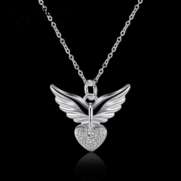 Fashion Women Elegant Angel Wing Love Heart Pendant Chain Necklace Jewelry Gift Image 1