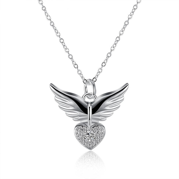 Fashion Women Elegant Angel Wing Love Heart Pendant Chain Necklace Jewelry Gift Image 3