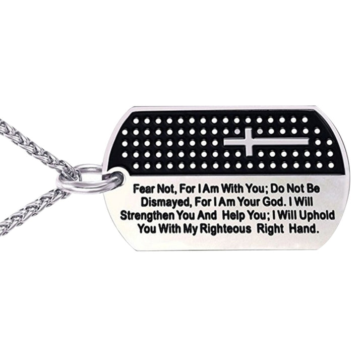 Stainless Steel Dog Tag Cross Bible Verse Pendant Men Necklace Christian Jewelry Image 4