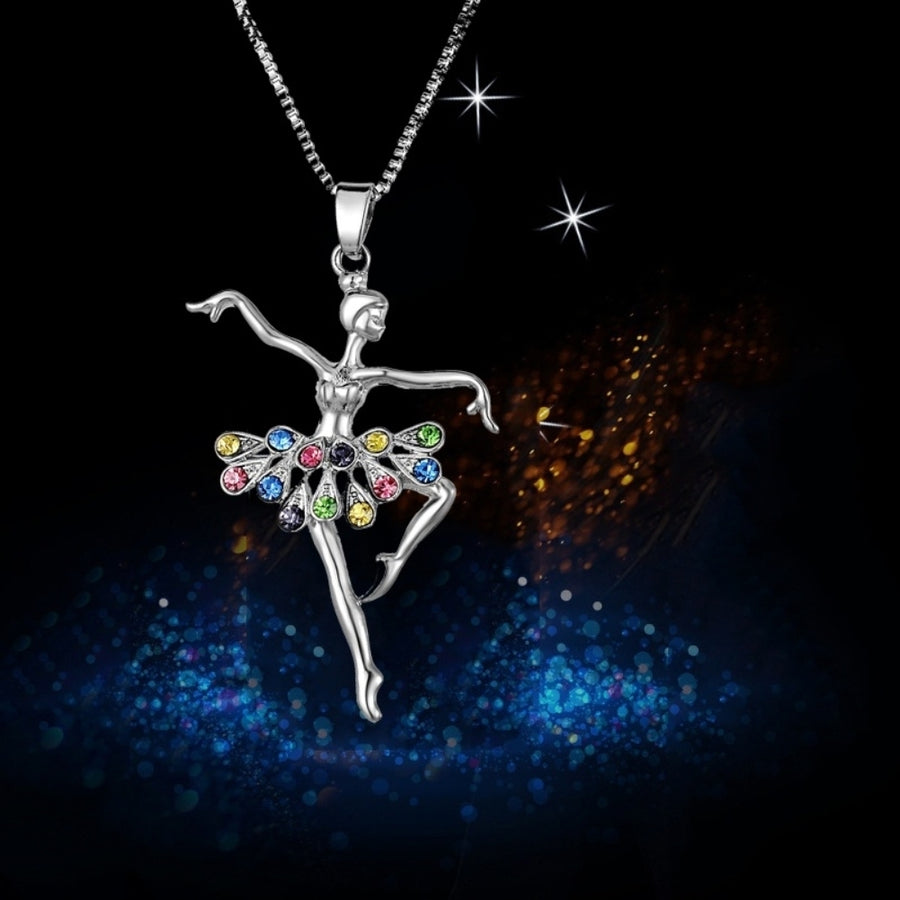 Fashion Lady Ballerina Pendant Necklace Rhinestone Charm Jewelry Xmas Gift Image 1