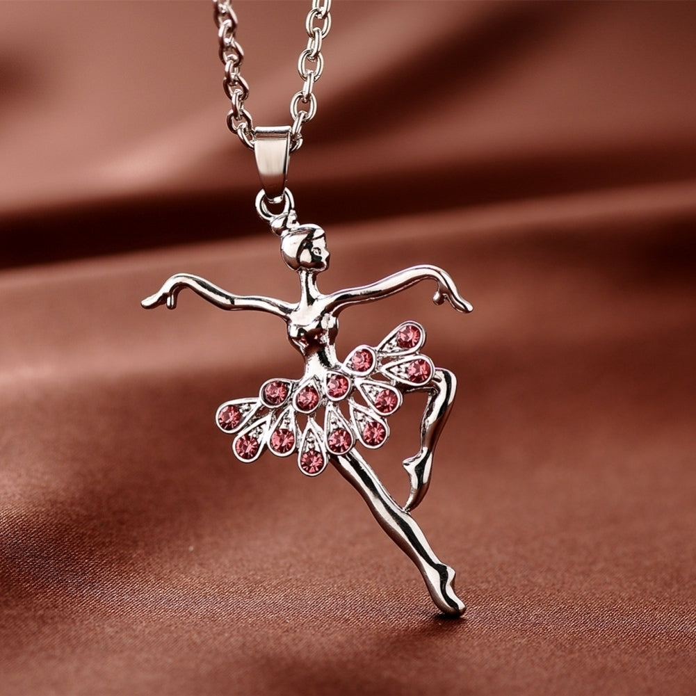 Fashion Lady Ballerina Pendant Necklace Rhinestone Charm Jewelry Xmas Gift Image 3