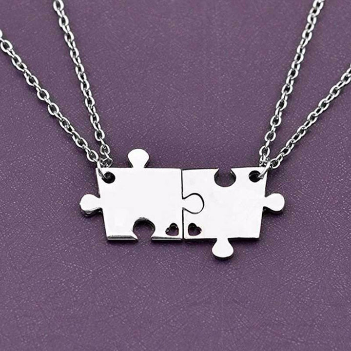 4Pcs Interlocking Jigsaw Puzzle Pendant Chain Necklace Family Best Friends Gift Image 1