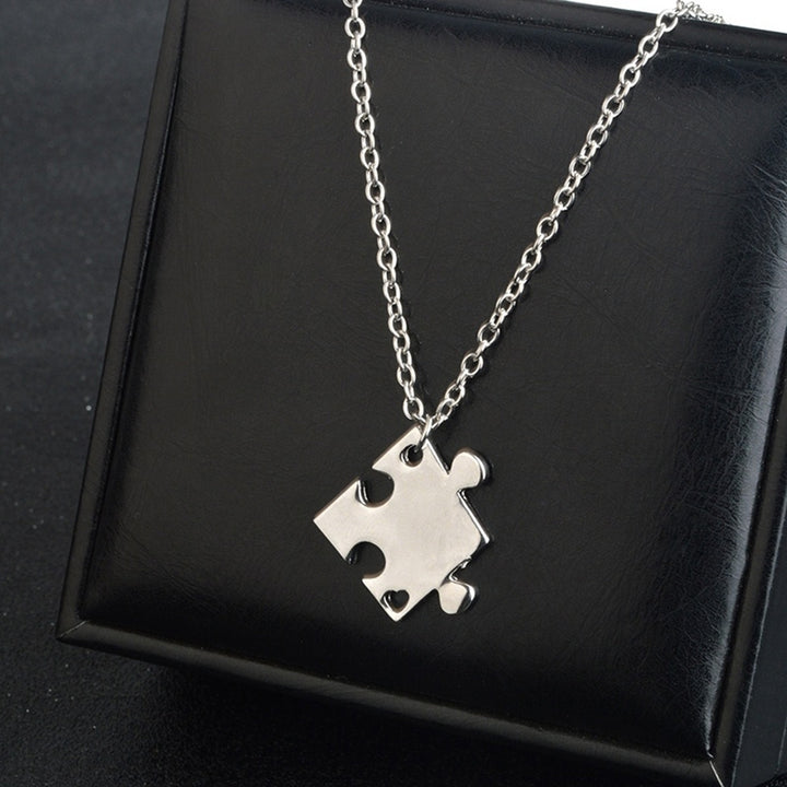 4Pcs Interlocking Jigsaw Puzzle Pendant Chain Necklace Family Best Friends Gift Image 2