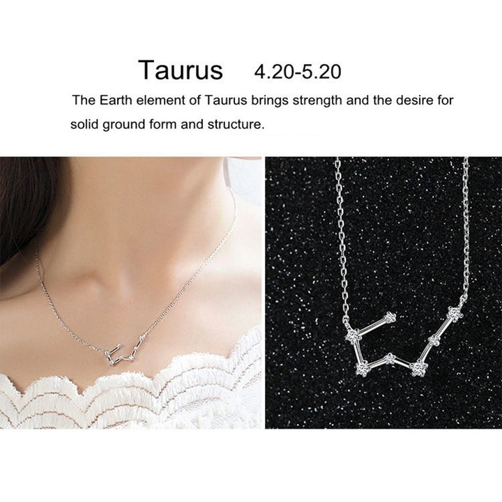 Shiny Rhinestone Women Horoscope Astrology Constellation Sign Guardian Necklace Image 3