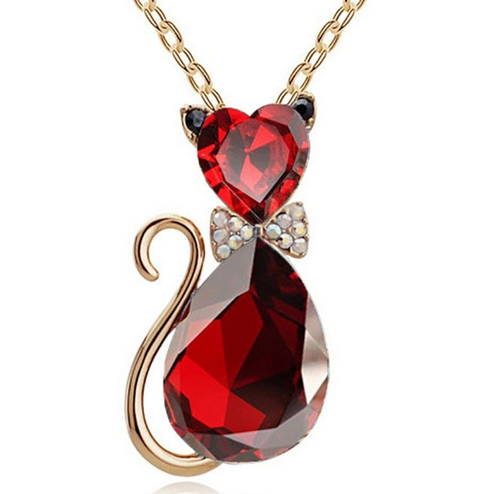 Luxury Wedding Bridal Women Cat Rhinestone Charm Pendant Necklace Party Image 4