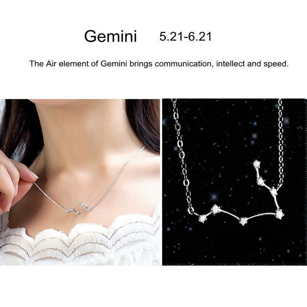 Shiny Rhinestone Women Horoscope Astrology Constellation Sign Guardian Necklace Image 4